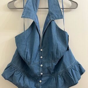 Hollister Blue Denim Blouse
